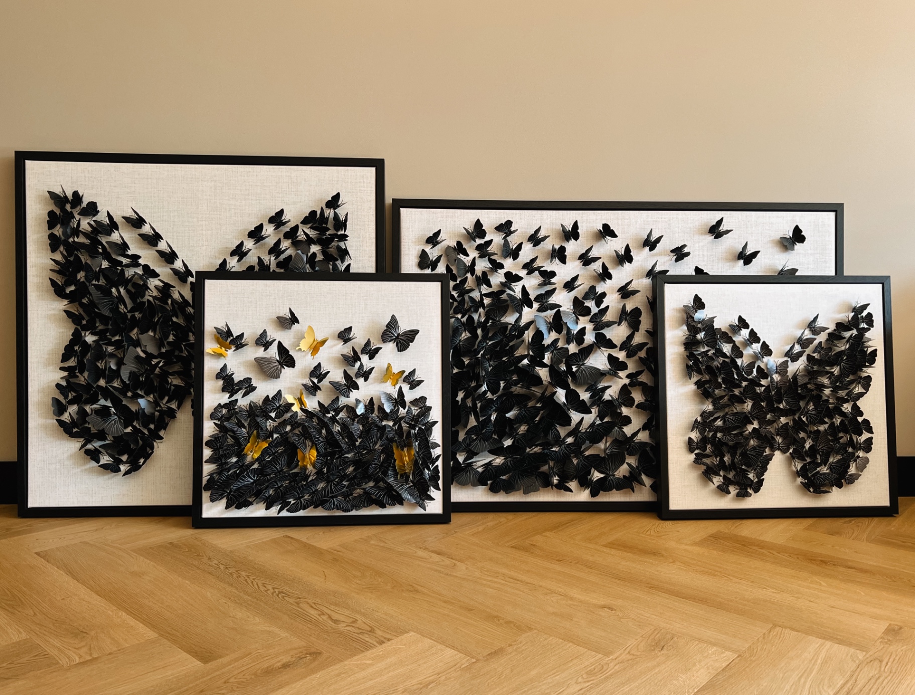 Collectie wanddecoraties met vlinders