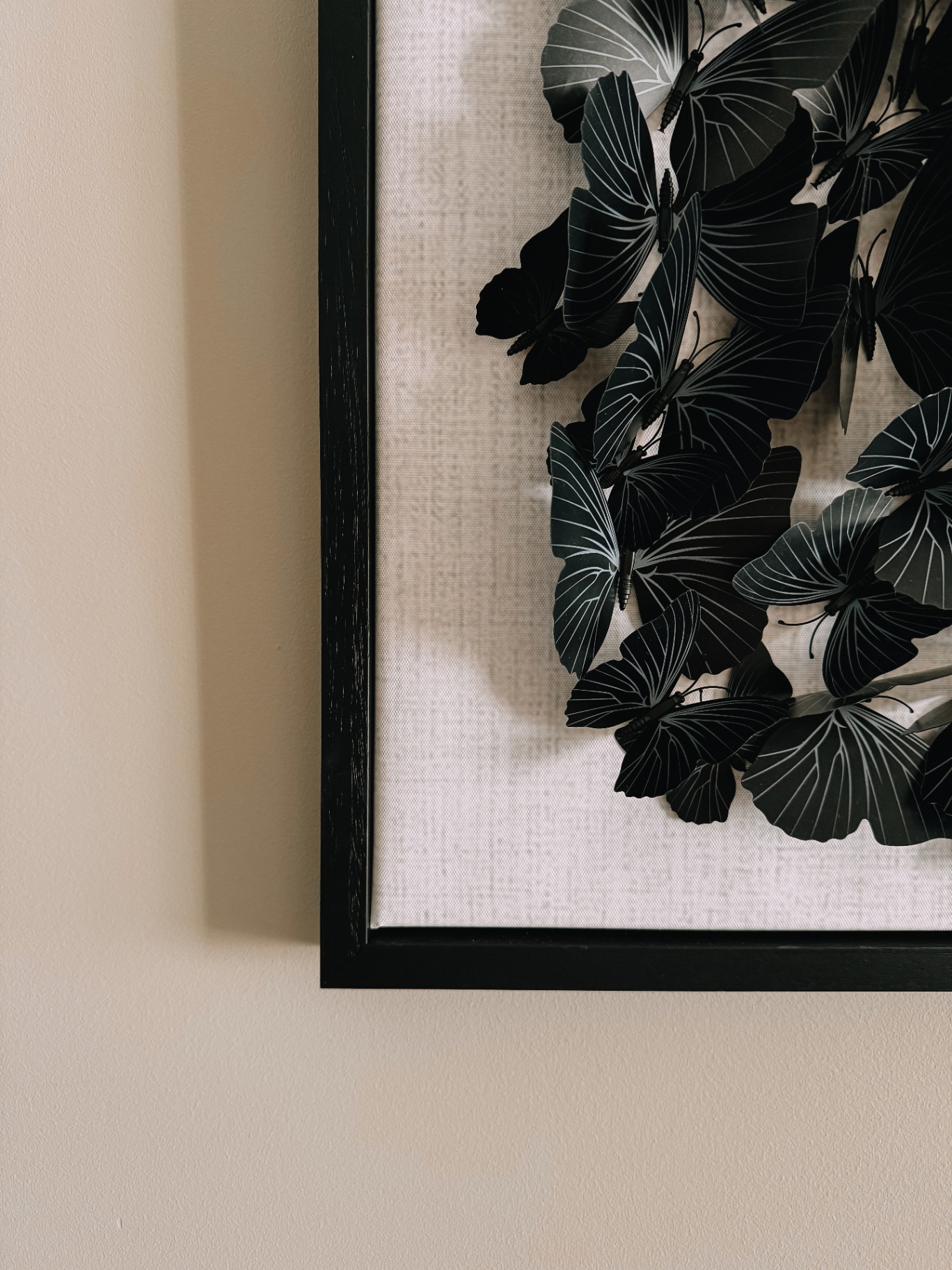 Detail hoek wanddecoratie met vlinders